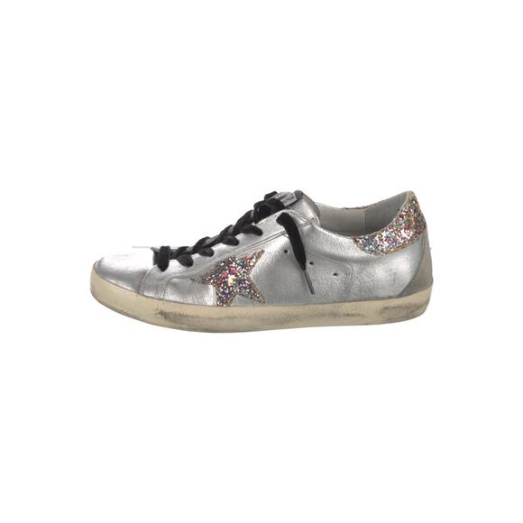 Golden Goose Private Edition Superstar Silver Leather Glitter Sneakers Size 39 - Picture 1 of 8